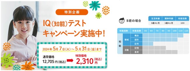 知育と受験対策の幼児教室「チャイルド・アイズ(R)」幼児~小学2年生までを対象とした『IQ（知能）テスト』が限定価格2,310円(税込)で受けられるチャンス。5月31日(金)の〆切迫る！