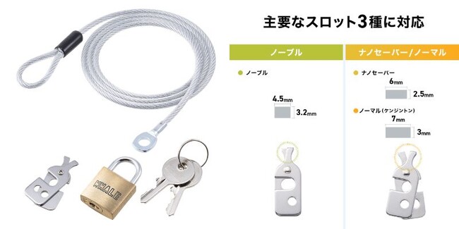 ワイヤの太さや長さを選べるパソコン用セキュリティを5月24日発売