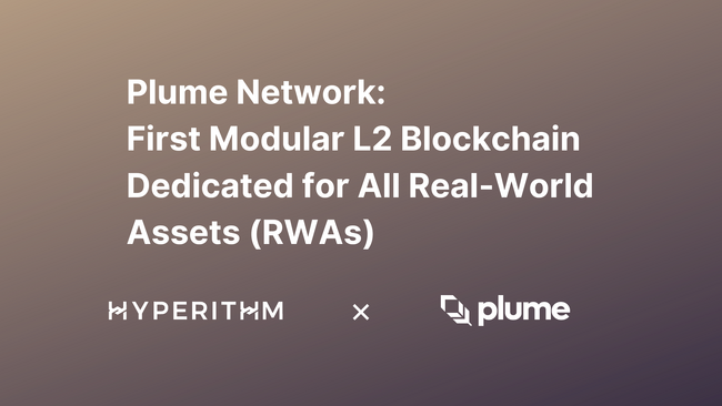 Hyperithm、RWAのトークン化に特化したモジュール型レイヤー2「Plume Network」に出資