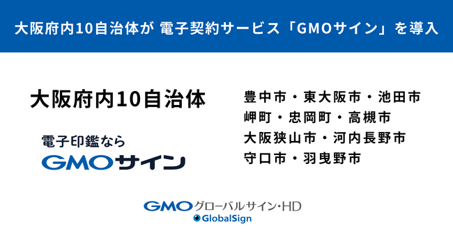 新たに大阪府内10自治体が電子契約サービス「GMOサイン」の導入を決定【GMOグローバルサイン・HD】