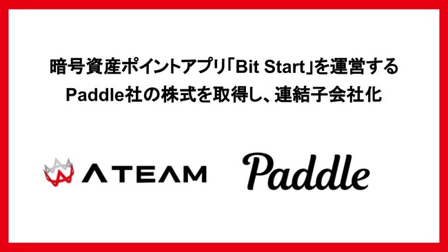 エイチーム、暗号資産ポイントアプリ「Bit Start」を運営するPaddle社の株式を取得し、連結子会社化