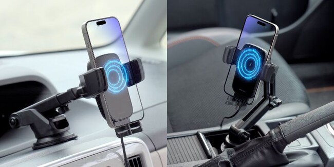エンジン始動でアームが動き出す！ワイヤレス充電＆自動開閉アーム搭載の車載ホルダーを5月30日に発売