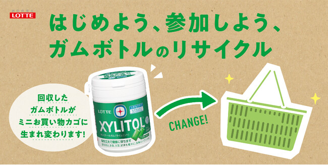 ロッテ初！使用済みガムボトル容器回収リサイクルの実証実験を開始。スーパーマーケット ライフの一部店舗にて～スマイルエコチャレンジ～
