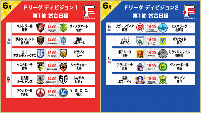 6月1日はＦ１・Ｆ２リーグ戦“同時”開幕！会場は？チケットは？注目ポイントは？第1節試合情報まとめ【Ｆリーグ2024-2025】