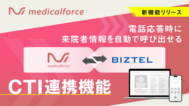 美容クリニック向けクラウド型電子カルテ導入院数No.1※1サービス「medicalforce」、CTI連携機能をリリース