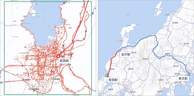 ジオテクノロジーズ、北陸新幹線延伸後の終点「敦賀」の観光人流を調査