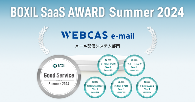 メール配信システム「WEBCAS e-mail」が「BOXIL SaaS AWARD Summer 2024」で「Good Service」に選出