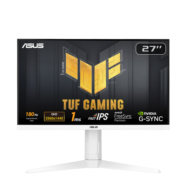 ASUSのゲーミングシリーズ「TUF GAMING」より、27インチ、リフレッシュレート180Hz、応答速度1ms（GTG）白のゲーミングモニター「TUF Gaming VG27AQL3A-W」を発表