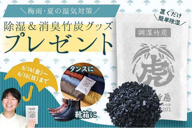 調湿竹炭パックプレゼントキャンペーン開催中！梅雨・夏の湿気や消臭対策に