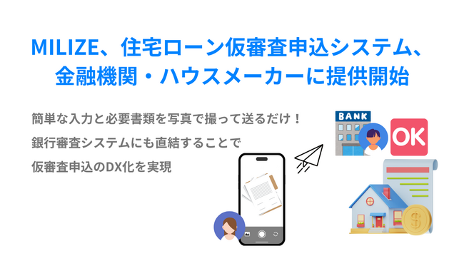 MILIZE、住宅ローン仮審査申込システム、金融機関・ハウスメーカーに提供開始