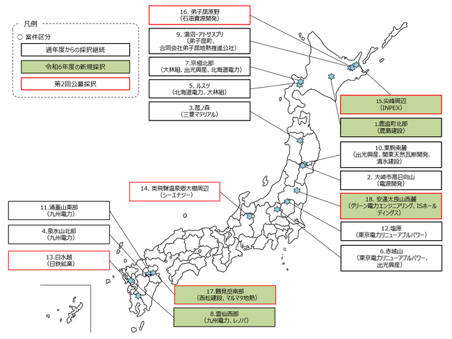 令和6年度地熱発電の資源量調査事業費助成金交付事業の採択結果について(第2回公募)