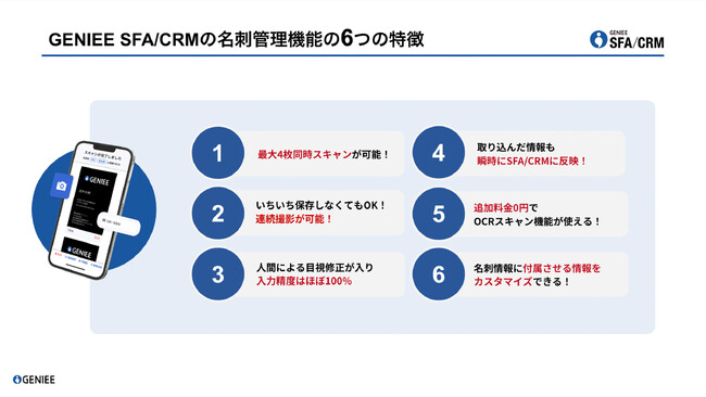 営業管理ツールGENIEE SFA/CRMの名刺取り込み機能がAI-OCR技術で強化！人脈活用DXを強力支援