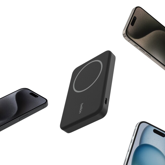 【Belkin】Apple Storeで販売のQi2モバイルバッテリーがついに登場、一円玉の直径より薄いデザイン「Qi2 モバイルバッテリー」5,000mAh,10,000mAh 販売中