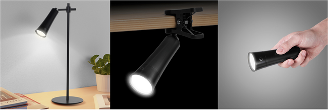 スタンド、クリップ、懐中電灯の3WAY！角度自在＆バッテリー内蔵でどこでも使えるゲオ限定『3WAYマグネットライト』を販売