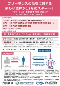 フリーランスの方との取引に関する新しい法律が11月からスタートします