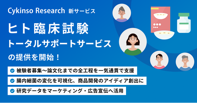 研究支援サービス「Cykinso Research」にて、臨床試験の計画・被験者募集・実施・論文化までを一気通貫で支援する新サービス「ヒト臨床試験トータルサポートサービス 」を開始！