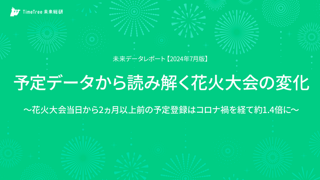 【未来データレポート 2024年7月版】花火シーズン到来！花火大会へ行く予定を決めるタイミングに早期化の兆し