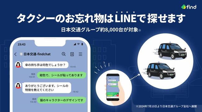 「落とし物クラウドfind」、タクシー都内大手・日本交通へ導入