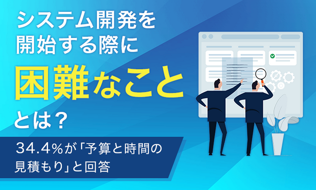 【システム開発を開始する際に困難なこととは？】34.4％が「予算と時間の見積もり」と回答