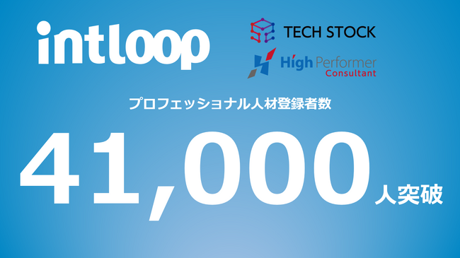 イントループが運営するプロフェッショナル人材サービス『ハイパフォコンサル』『テックストック』の登録者が41,000人突破