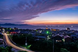 夕日ヶ浦の高台から見た漁火 夕日ヶ浦の高台から見た漁火