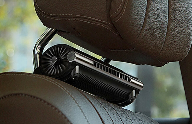 ヘッドレストに装着する送風機で運転中の背中のジメジメを解消!