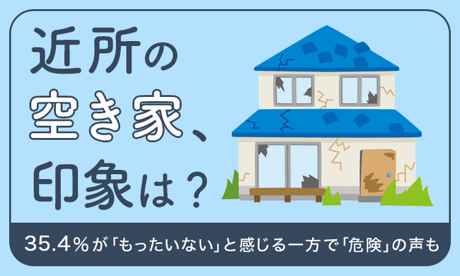 【近所の空き家、印象は？】35.4％が「もったいない」と感じる一方で「危険」の声も