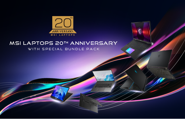 おかげさまでMSIノートPCシリーズが誕生して20周年 ハイスペックノートPCと限定デザインバックパックやマウスがセットになった20周年記念限定パックノートPC発売