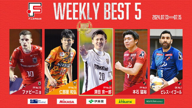 津田京一郎（ボルクバレット北九州）が週間MVPに！第7節 週間ベスト5【Ｆリーグ2024-2025 ディビジョン1】今こそ最高のフットサルを