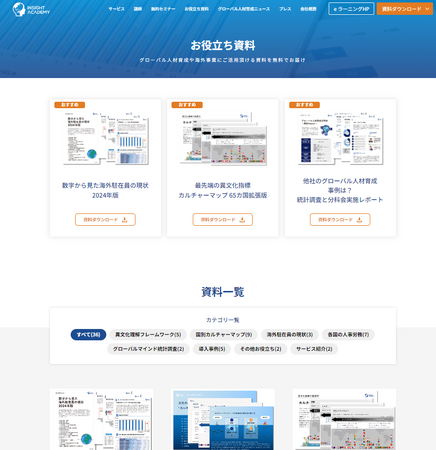 【グローバル人事向けメディア】グローバル人材育成お役立ち資料ページがリニューアル！《インサイトアカデミー》