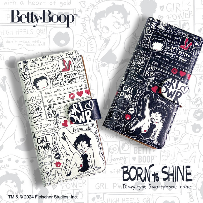 アメリカ生まれのキュートなキャラクター「Betty Boop(TM)（ベティー ブープ(TM)）」の手帳型スマホケースがシンクイノベーション株式会社より発売されます！