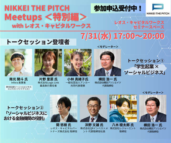 全国のスタートアップ・アトツギベンチャー企業・次世代の起業家を支援する「NIKKEI THE PITCH」のMeetups特別編をレオスパークで開催！