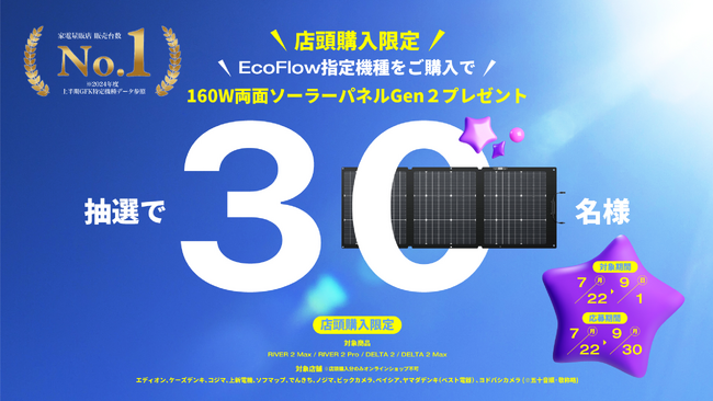2024年度 家電量販店でEcoFlowポータブル電源販売台数No.1!記念キャンペーンを開催!