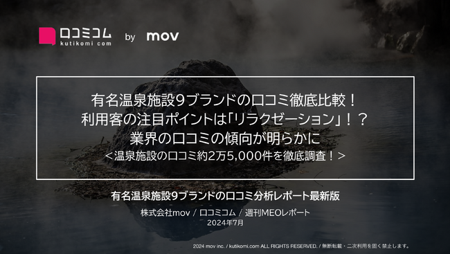 「極楽湯」「竜泉寺の湯」ほか：有名温泉施設9ブランドの口コミを徹底調査！「リラクゼーション」に利用客は関心が高い！？