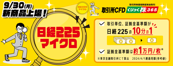 取引所CFD(くりっく株365)「日経225マイクロ証拠金取引」取扱い開始日のお知らせ