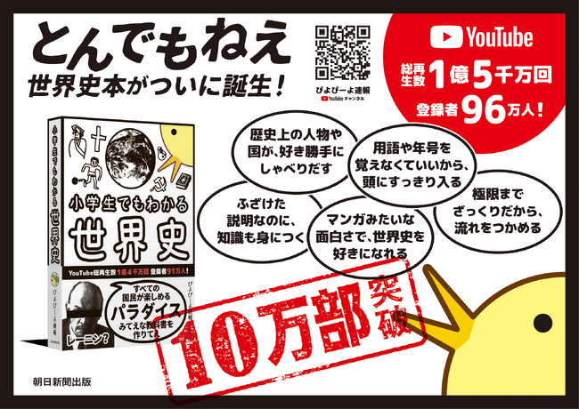 「IQ3くらいの世界史本」で大バズリ！ 総再生数1億5千万回YouTuberぴよぴーよ速報の『小学生でもわかる世界史』が10万部突破