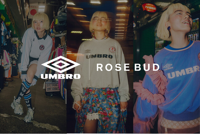 UMBROとROSE BUDによる初コラボレーション。ビジュアルに「アオイヤマダ」さんを起用し、トレンドのSPOTS MIXをROSE BUD風にアップデート。