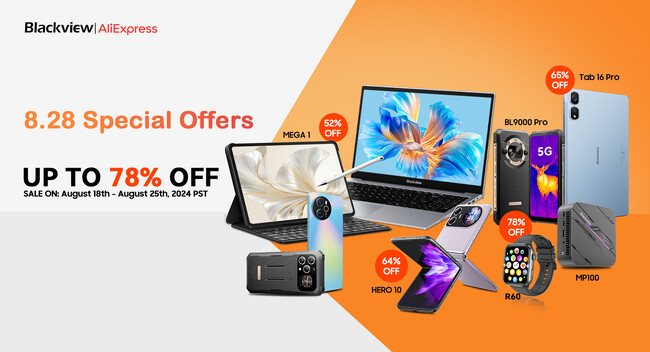 【最大78%オフ】AliExpress 828ビッグセール開催、Blackviewの人気スマホ＆タブレットが大特価！人気折りたたみスマホBlackview HERO 10も対象（8/26まで）