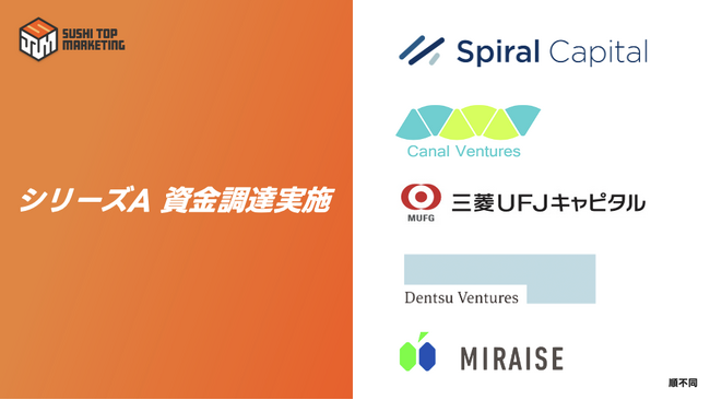 SUSHI TOP MARKETING、キャナルベンチャーズや三菱UFJキャピタルなど新しく3社を株主に迎え、シリーズA資金調達を実施