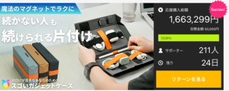 新時代の片付け方法が海外から到来！？「1秒片付け、スゴいガジェットケース」が発売からたった3日で200名以上への販売を突破