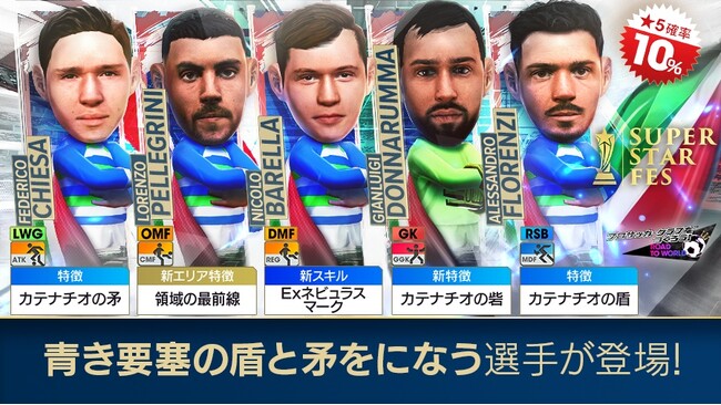 『プロサッカークラブをつくろう! ロード・トゥ・ワールド』イタリアの現役選手が新★5選手として登場する“SUPER STAR FES”開催！