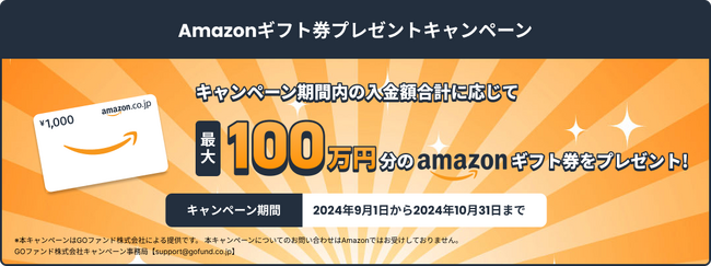 GOファンド株式会社　Amazonギフト券プレゼントキャンペーンを開始しました。