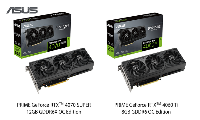 ASUSのPrimeシリーズより、NVIDIA(R) GeForce RTX(TM) 4070 Super / RTX(TM) 4060Ti搭載のビデオカードを発表