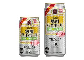 左から、タカラ「焼酎ハイボール」5％＜特製梨サイダー割り＞350ml、500ml