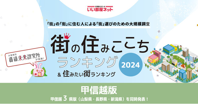 いい部屋ネット「街の幸福度 ＆ 住み続けたい街ランキング２０２４＜新潟県版＞」（街の住みここちランキング特別集計）発表