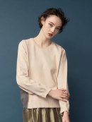 【bicolor pleated knit pull-over】clor:beige