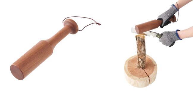 はじめての薪割りに！安心設計のたき火サポートアイテム「LOGOS バトニングこん棒」新発売！