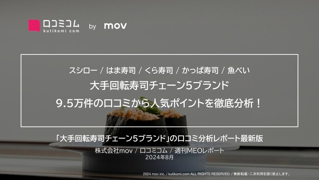 大手回転寿司チェーン5ブランド9.5万件の口コミから人気ポイントを徹底分析！