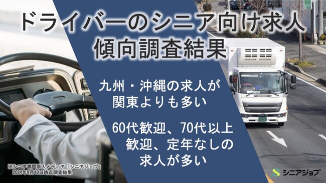 ドライバーのシニア向け求人、九州・沖縄の求人数が関東を上回る