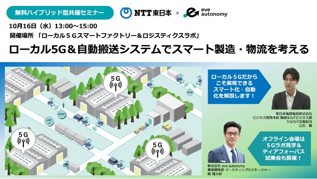 【10月16日（水）NTT東日本×eve autonomy共催セミナー】ローカル５Ｇ＆自動搬送システムでスマート工場・物流を考える